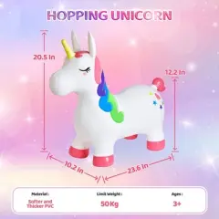Fun Little Toys PVC Hopping Unicorn Horse,Inflatable Unicorn Toys for Outdoor Toddler Toys