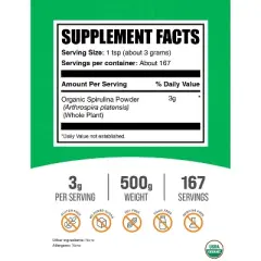 BulkSupplements Organic Spirulina Powder