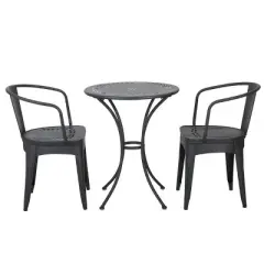 Christopher Knight Home Tisha Outdoor Modern Iron 3 Piece Bistro Set with Curved Open Backrest