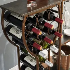 Floor Wine Rack, 5-Tier Wine Baker Rack With Glass Holder & Wine Storage, Small Liquor Bottle Holder With 11-Bottle Wine Rack For Home Living Room