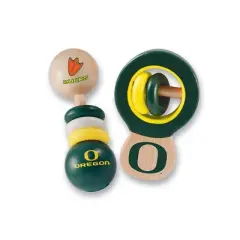Baby Fanatic Wood Rattle 2 Pack - NCAA Oregon Ducks Baby Toy Set