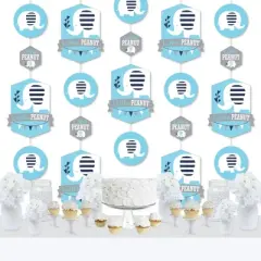Big Dot of Happiness Blue Elephant - Boy Baby Shower or Birthday Party DIY Dangler Backdrop - Hanging Vertical Decorations - 30 Pieces