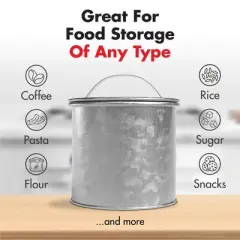 Amici Home Newport Collection Galvanized Metal Storage Canister, Food Safe