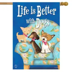 Briarwood Lane Life Is Better With Dogs House Flag Animals Puppy Pet Lover 28" x 40"