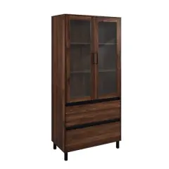 68" Glass Door Storage Hutch with Drawers - Saracina Home
