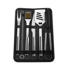 Hastings Home BBQ Grill Tool Set - Stainless Steel, 7 Pieces