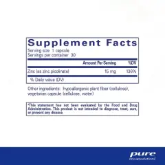 Pure Encapsulations Zinc 15 mg - for Immune System Support, Growth & Development - for Wound Healing - with Premium Zinc Picolinate
