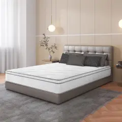 Coolbibila 10 Inch White Memory Foam Gel Bed Mattress and Box Spring,10 Inch Medium Firm Hybrid Mattress in a Box,CertiPUR-US Certified