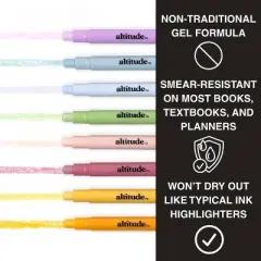 Altitude Gel Highlighters 8pk Smear-Free No Bleed Multicolor