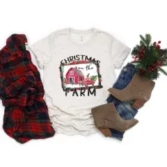 Simply Sage Market Women's Christmas On The Farm Barn Short Sleeve Graphic Tee
