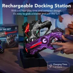 Best Choice Products Set of 4 Rechargeable Laser Tag Blasters, No Vests Needed w/ Docking Station, 4 Settings