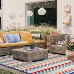 Coastal Geometric Casual Stripe Indoor Outdoor Area Rug by Blue Nile Mills