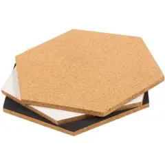 Juvale 3-Pack Cork Bulletin Boards - Hexagonal Decorative Tiles in 3 with 6 Pins