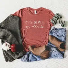 Simply Sage Market Women's Give Thanks Acorn Short Sleeve Graphic Tee