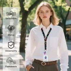 3-Pack Magic Mushroom ID Badges and Holders with Clear Plastic ID Lanyards