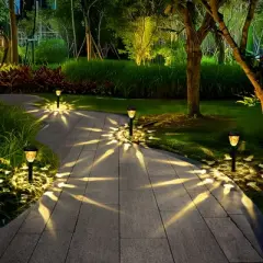 GIGALUMI 8 Pack Solar Pathway Lights, Waterproof Auto On/Off Outdoor Solar Lights for Garden, Walkway and Lawn,Warm White