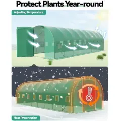 GustoWave Large  27x10x7 ft Outdoor Walk-In Greenhouse Ideal for Backyard Garden Planting.