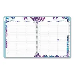 Wild Washes Weekly/Monthly Planner, Flora and Fauna Artwork, 11 x 8.5, Blue Cover, 13-Month: Jan 2026 to Jan 2027