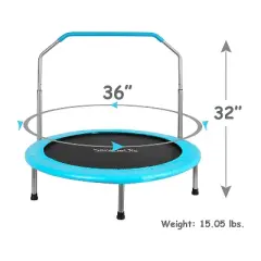 SereneLife 36 Inch Adults Kids Indoor Home Gym Outdoor Sports Exercise Fitness Trampoline with Handlebar and Padded Frame Cover