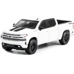 2020 Chevrolet Silverado RST Rally Edition Pickup Truck Summit White with Black Stripes 1/64 Diecast Model Car by Greenlight