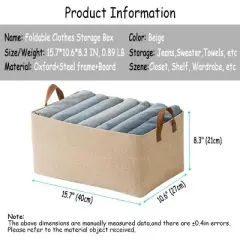 Aoibox 4 Pack Closet Clothes Organizer with Handle Stackable Foldable Fabric Storage Box Steel Frame 23L Beige