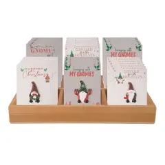 Transpac Gold Gnome Pin Set of 36 with Display for Home Decorations Christmas Decorative Objects Glass