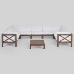 Brava 8pc Acacia Wood Sectional Sofa Set - Christopher Knight Home