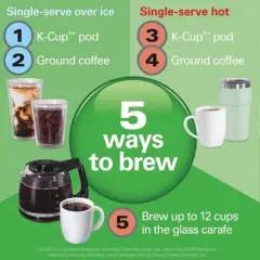 Hamilton Beach 12c FlexBrew 5 in 1 Drip Coffee Maker Black: 12 Cup Programmable & Single Serve, 1200W, Ground & Capsule Use