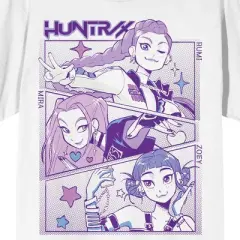 KPop Demon Hunters Panel Art Huntrix Adult White Crew Neck Short Sleeve T-shirt