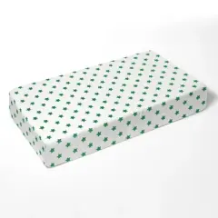 Bacati - Stars Green Ikat Muslin 100 percent Cotton Universal Baby US Standard Crib or Toddler Bed Fitted Sheet