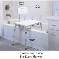 Transfer Bench for Bathtub - Adjustable Shower Chair for Elderly and Disabled, Holds Up to 400 lbs, Safe and Easy Transfer, White - MedicalKingUsa