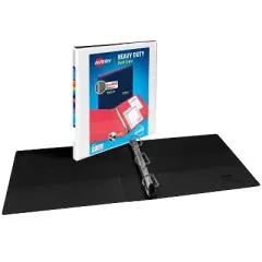 Avery 0.5" D-Ring Binder Heavy Duty Dual View White/Black: Polypropylene, 135 Sheet Capacity, 4 Pockets, Hard Cover