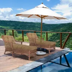 Aoodor 76" x 22" x 5.1" Polyester Tufted Chaise Lounge Cushion, Water-Resistant & Fade-Resistant Cushion for Outdoor Wicker Chaise Lounge Use, 2 Pack