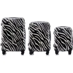 Multi-color Design ABS Hard Shell Lightweight with 360&deg; Dual Spinning Wheels & Combo Lock &ndash; Includes 28", 24", 20" 3-Piece Luggage Set - Zebra