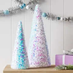 Christmas Sequins Cone Shape Tree Table Top Decor Iridescence Small - Wondershop&trade;