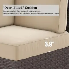 LayinSun 7 Pieces Outdoor Patio Furniture Set with 44" Fire Pit Table Brown Rattan Sectional Sofa Conversation Sets