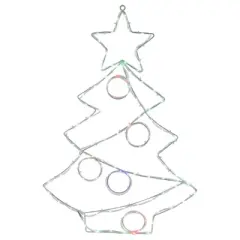 Northlight 28" LED Lighted Christmas Tree with Ornaments Window Silhouette