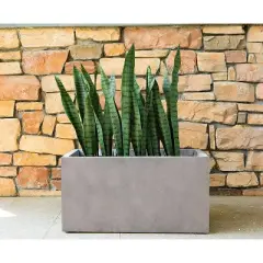Rosemead Home & Garden, Inc. 12" Wide Kante Lightweight Modern Rectangular Concrete Outdoor Planter Pot Weathered Concrete Gray