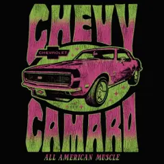 Junior's General Motors Retro Pink and Green Chevy Camaro Racerback Tank Top