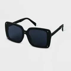 Women's Plastic Square Studded Sunglasses - A New Day&trade; Black
