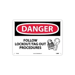 National Marker Danger Signs; Follow Lockout Tag Out Procedures Graphic 10X14 .040 Aluminum D535AB