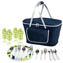 NCAA Clemson Tigers Four Person Folding Soft Sided Cooler Basket with Four Person Picnic Set