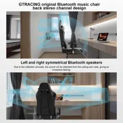 GTRACING Gaming Chair with Bluetooth Speakers High Back PU Office Chair Gray