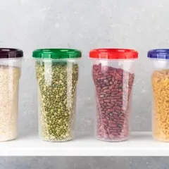 48 Oz Large Deli Food Storage Containers with Screw and Seal Lids &ndash; 48 Oz Stackable, Reusable, Microwave & Dishwasher Safe Plastic Canisters