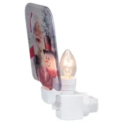 Northlight 4" Red and White Santa and a Snowman Christmas Night Light