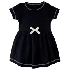 Touched by Nature Baby and Toddler Girl Organic Cotton Short-Sleeve Dresses 2pk, Black Red Heart