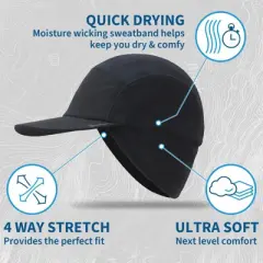 TrailHeads Men&rsquo;s Winter Hat with Visor - Warm Fleece Beanie for running, winter golf, hiking - Black