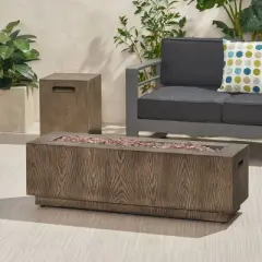 Wellington 48" Rectangular Iron Gas Fire Pit with Tank Holder - Brown - Christopher Knight Home