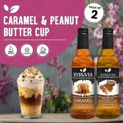 Syruvia Coffee Flavors Variety Pack: Caramel & Peanut Butter Cup 25.4 fl oz Syrup