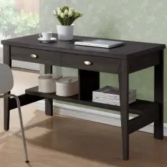 Folio Two Drawer Desk Black Espresso - CorLiving